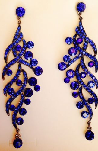 Drag Jewelry, Cocktail Jewellery, Royal Blue Jewelry, Pageant Life, Ideas For Nails, Pageant Wear, Blue Chandelier, Peacock Theme, Body Jewelry Shop