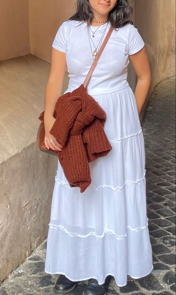 🪐📝⭐️ Modest Spring Outfits Midsize, Plus Size White Skirt Outfit, Italy Outfits Midsize, Sundress Midsize, Long Skirt Midsize, Mid Size Maxi Skirt Outfit, White Skirt Outfit Plus Size, Modest Summer Outfits Midsize, Modest Midsize Fashion Summer