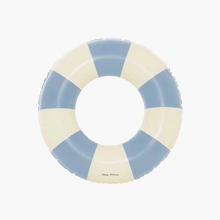 a blue and white life preserver on a white background