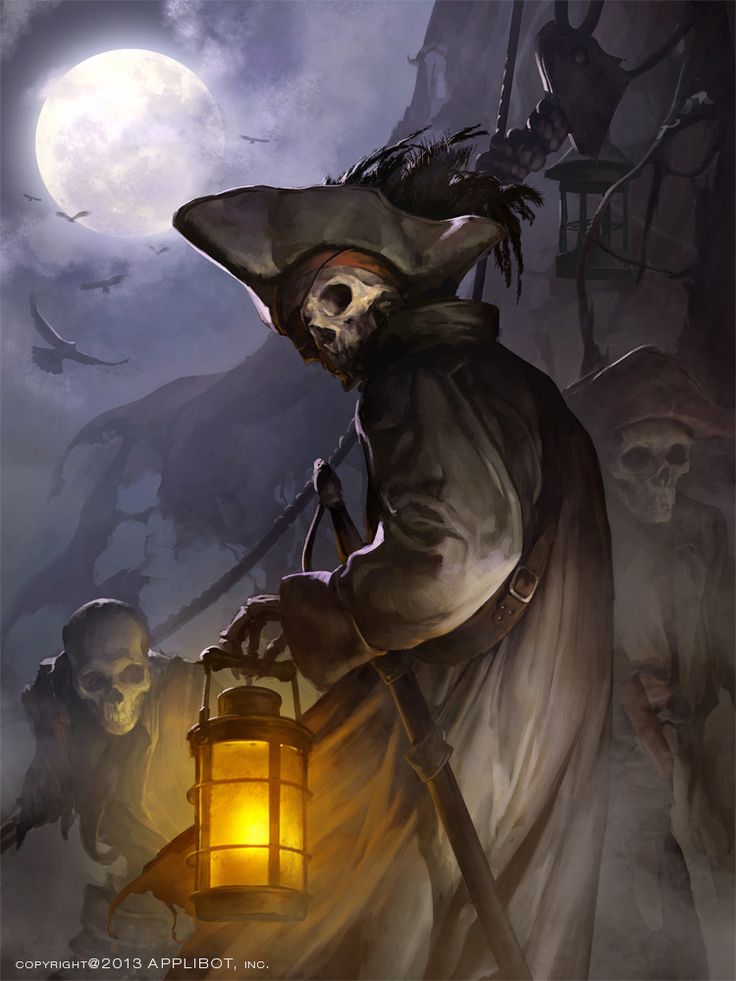 a painting of a skeleton holding a lantern