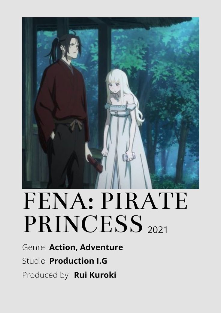 an anime character standing next to another character in front of trees and the words fena - pirate princess