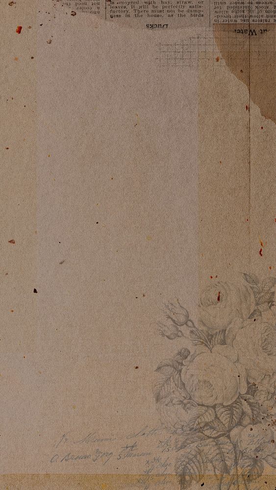 an old piece of paper with flowers on it