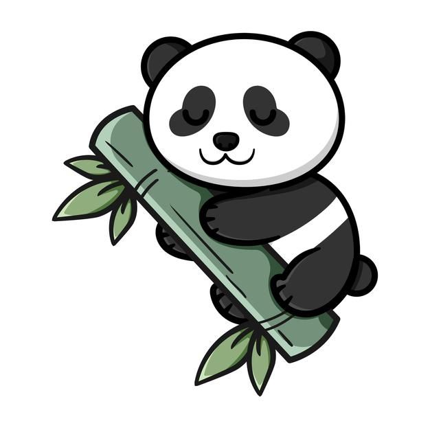 a panda bear sitting on top of a bamboo stick