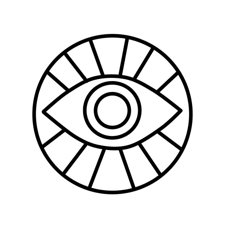 an eyeball with the letter o in it's center is outlined on a white background