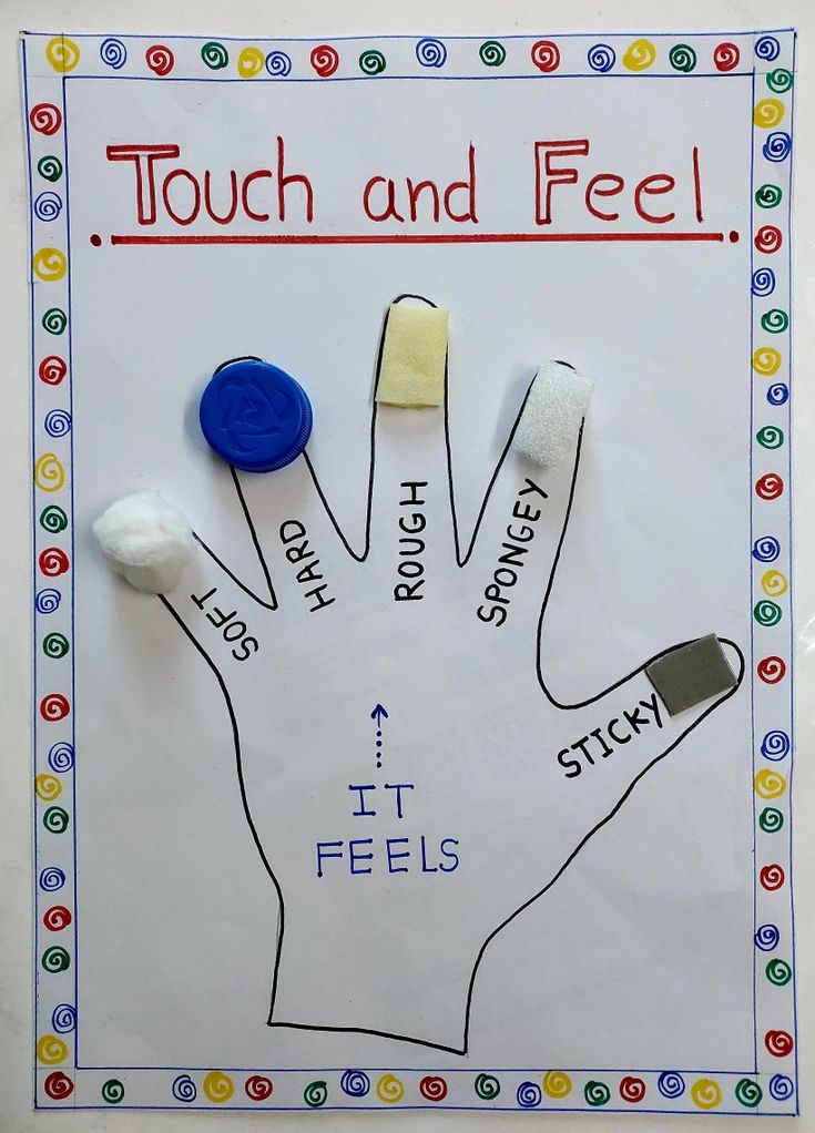 a poster with two fingers and one hand that says touch and feel
