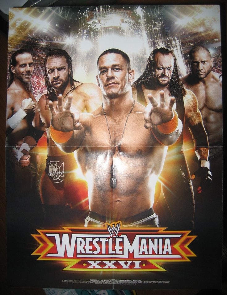 the poster for wwe's main event is displayed in front of a computer screen