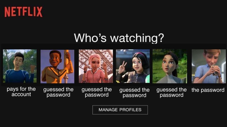 an image of the netflix channel who's watching? with many different avatars