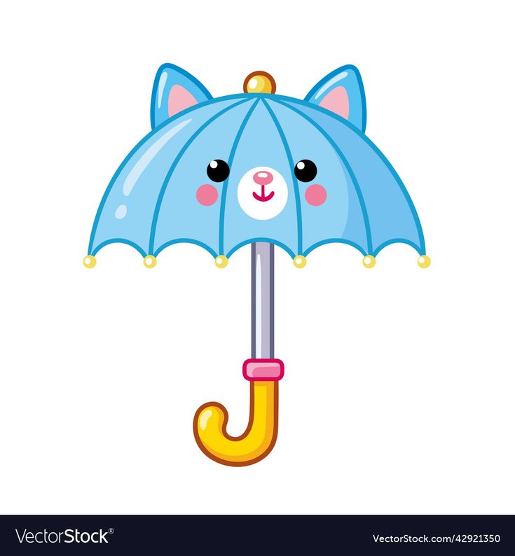 an umbrella with a cat face on the top is hanging from it's handle