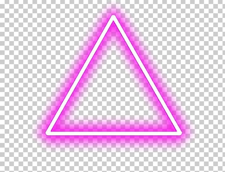 a neon pink triangle on a transparent background