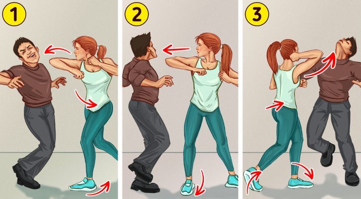 a man and woman are dancing together in the same direction, with instructions on how to do it