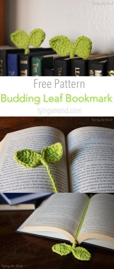 an open book with crocheted leaves on it and the title, free pattern for building leaf bookmarks