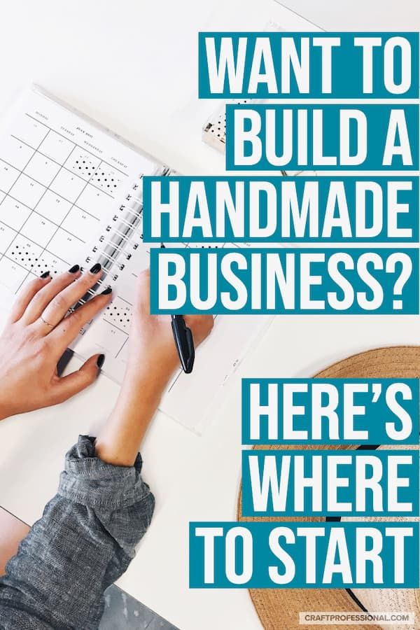 a woman working on her laptop with the words want to build a handmade business? here's where to start