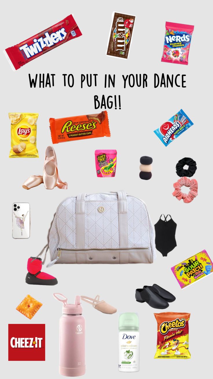 what to put in your dance bag with the words, what to put in your dance bag