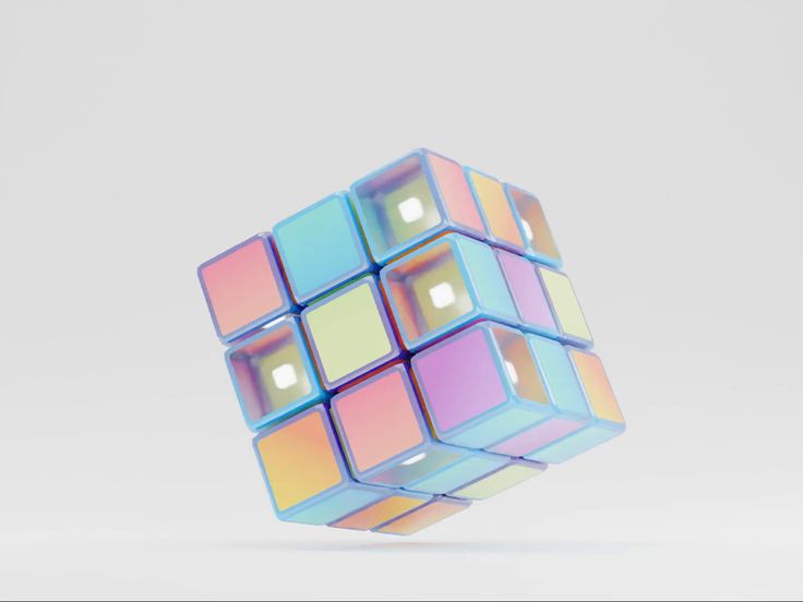 a rubik cube is shown in the middle of a white background with light coming through it