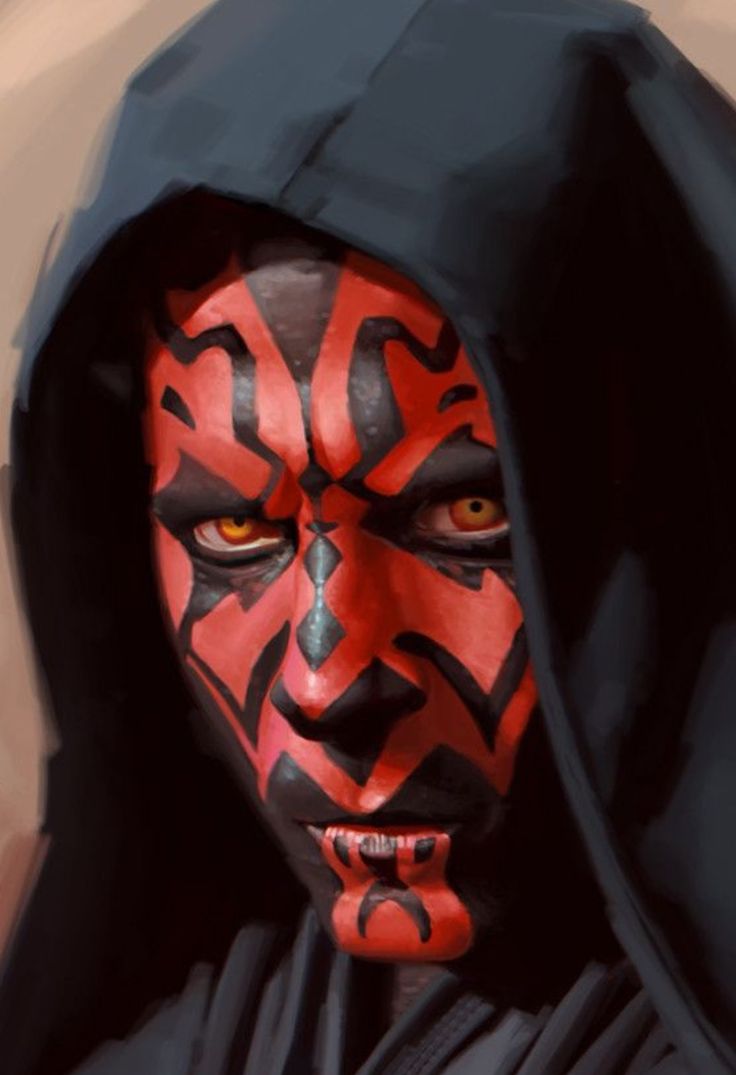 a painting of darth vader with his face painted in red and black colors