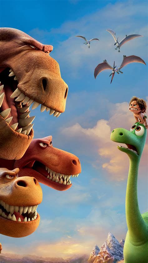 the good dinosaur movie poster with two dinosaurs and an adult t - rexe in front of them