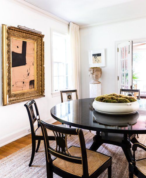 Gorgeous art and round black table William Mclure, Tudor Style Homes, Walnut Dining Table, Mid Century Furniture, Formal Dining Room, Home Tour, Room Table, Dinning Room, Dining Room Decor