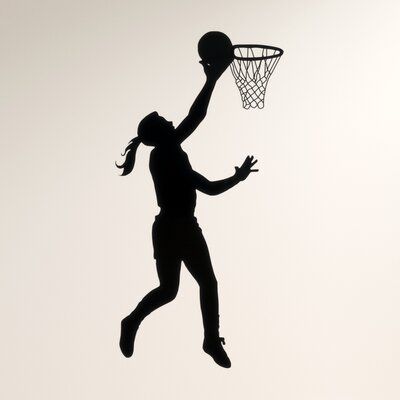 a person jumping up into the air with a basketball in their hand while holding a basket