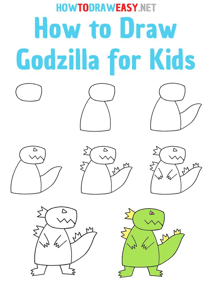 how to draw godzillas for kids with the title, how to draw godzillas