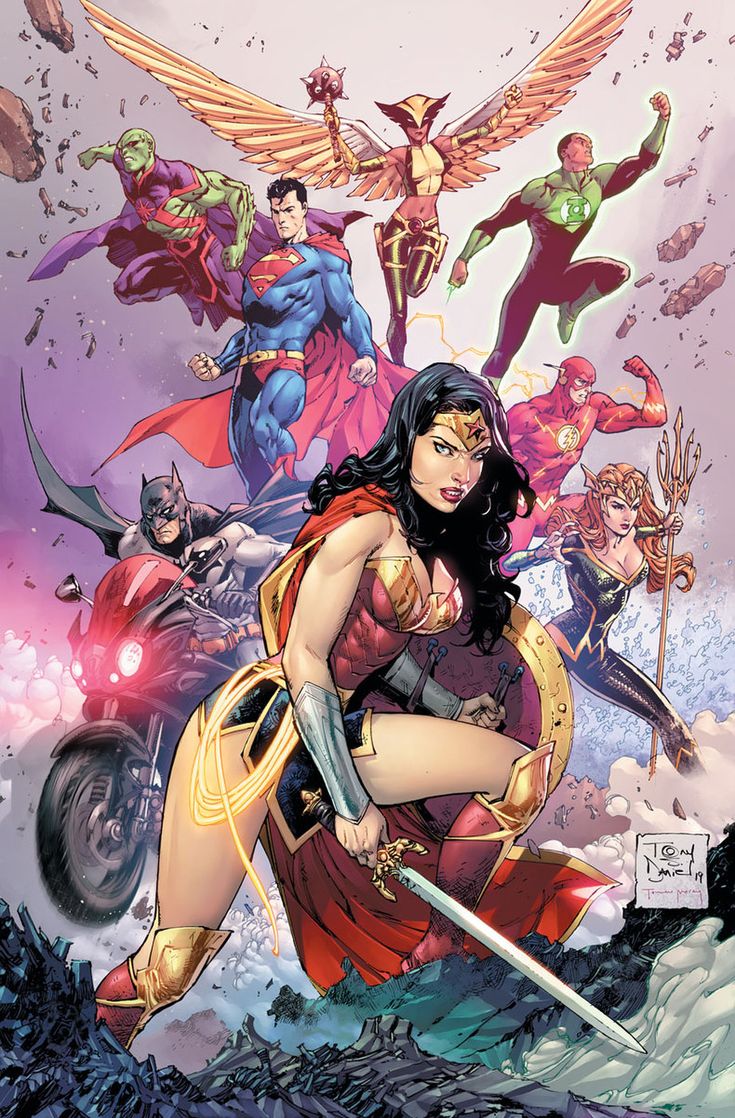 the cover to dc's new 52 comic, featuring wonder woman and other superheros