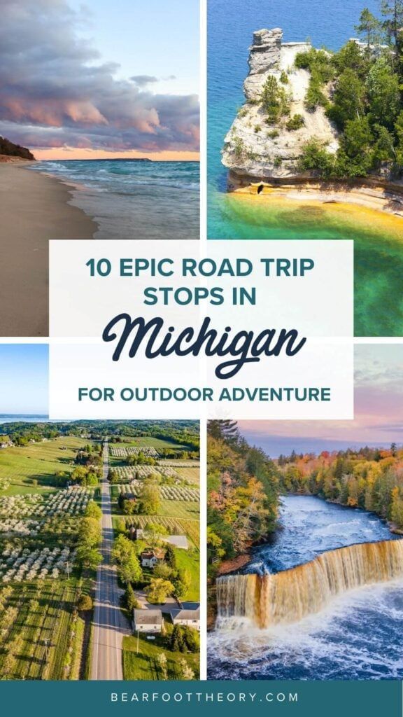 michigan with the words 10 epic road trip stops in michigan for outdoor adventure