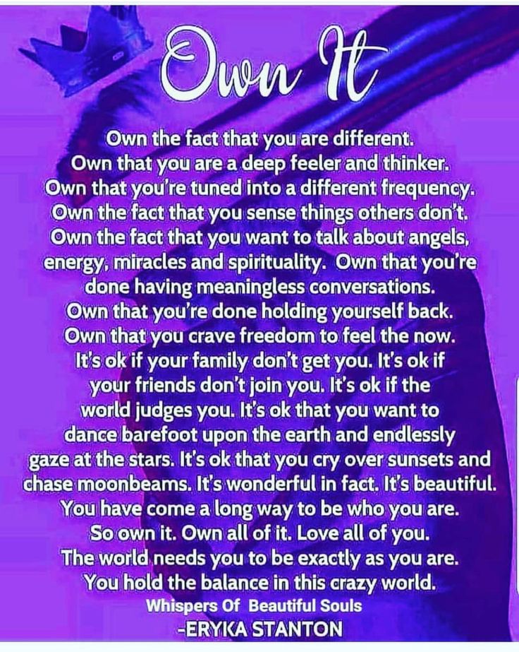 a poem written in purple with the words own it