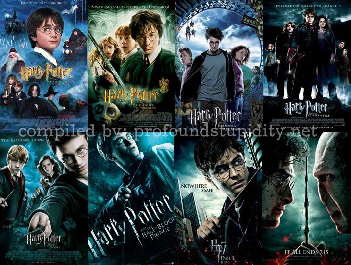 the harry potter movies are shown in this collage, with many different characters on them