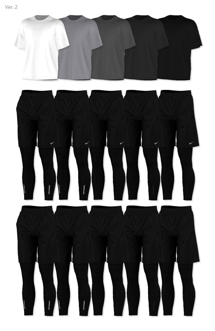 six different types of men's pants and t - shirts