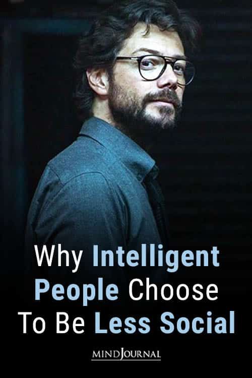 a man with glasses looking at the camera and text that reads, why intelligent people choose to be less social