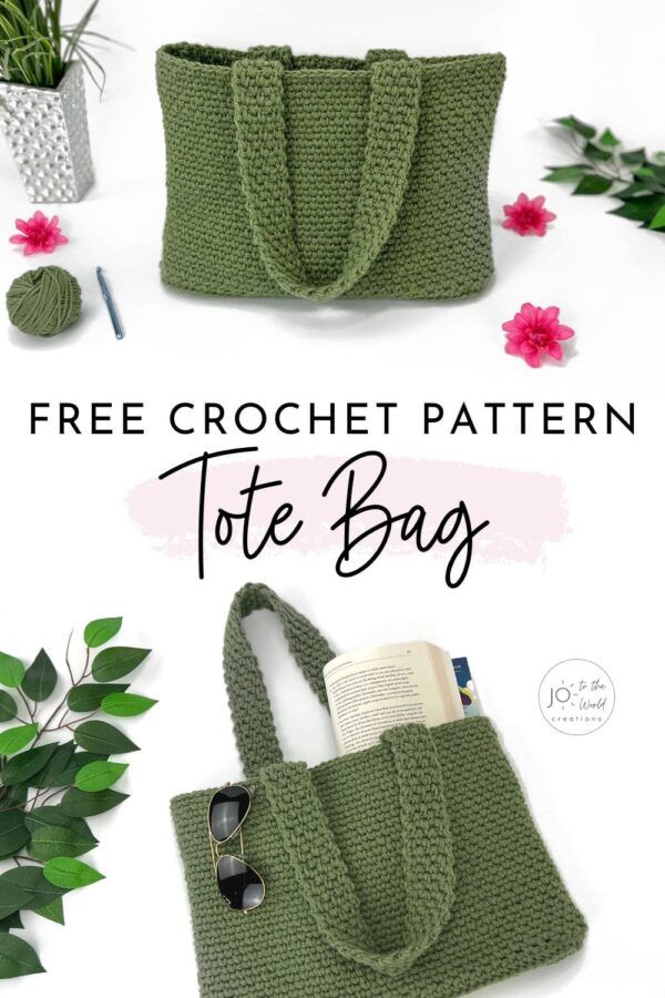 the free crochet tote bag pattern is shown