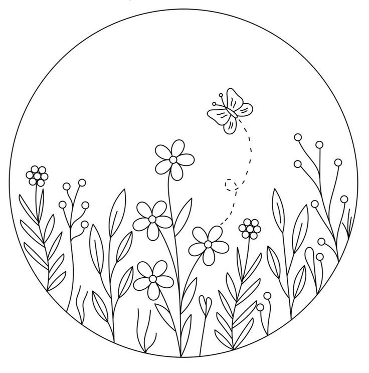 a black and white drawing of flowers in a circle with the words spring on it