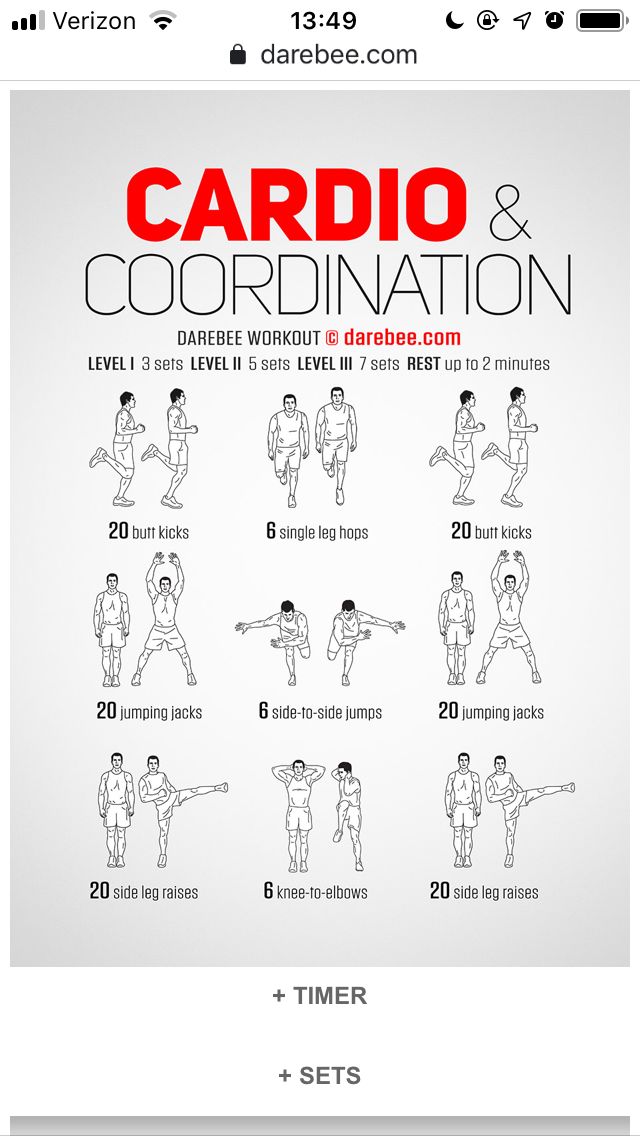 the cardio and coordination poster shows how to do an exercise with each individual's body