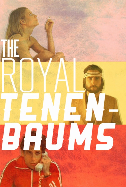 an advertisement for the royal ten - baums, featuring two women and one man