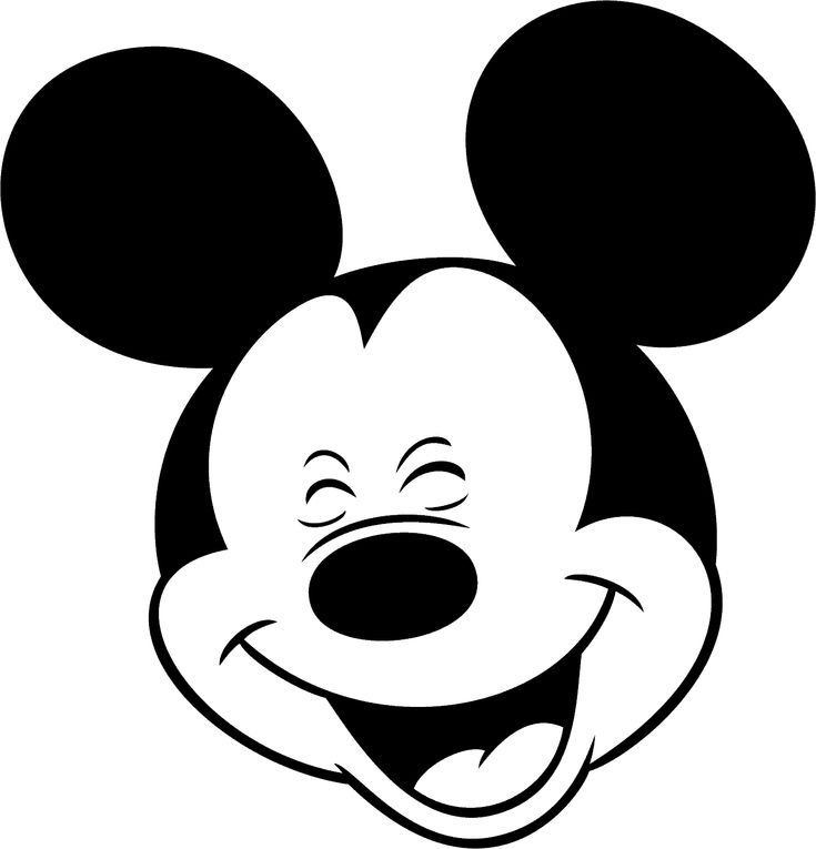 a black and white mickey mouse face