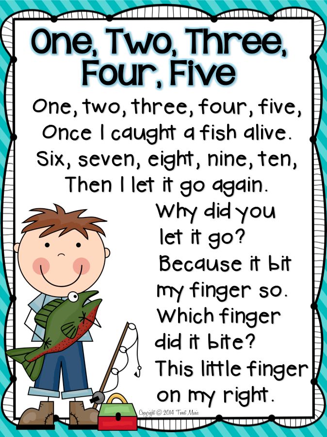a poster with the words one two three four five and an image of a boy holding a