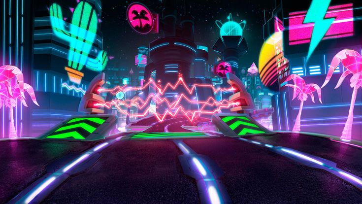 Electron Avenue Concept Art - Crash Team Racing Nitro-Fueled Art Gallery Cyberpunk Games, Crash Team Racing, Comic Book Template, Adventure Games, Crash Bandicoot, Game Background, Futuristic City, Car Games, Mandala Design Art