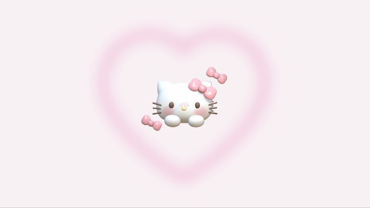 a hello kitty wallpaper with pink bows on it's head and ears in the shape of a heart