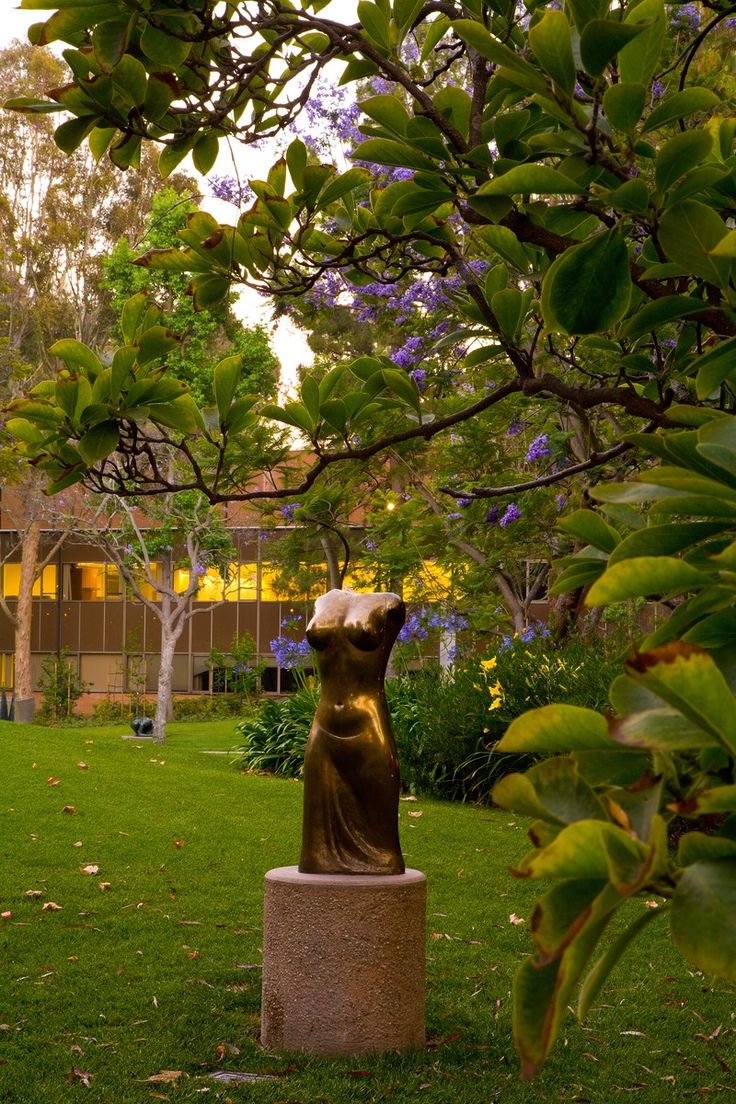 a statue in the middle of a grassy area