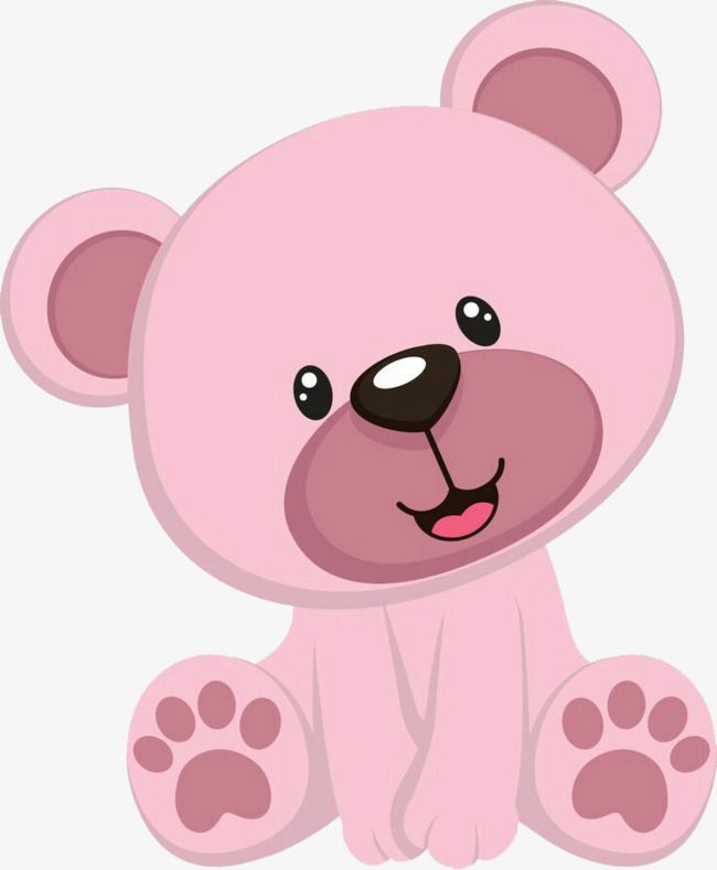 a pink teddy bear sitting down with its paws on it's chest and eyes wide open