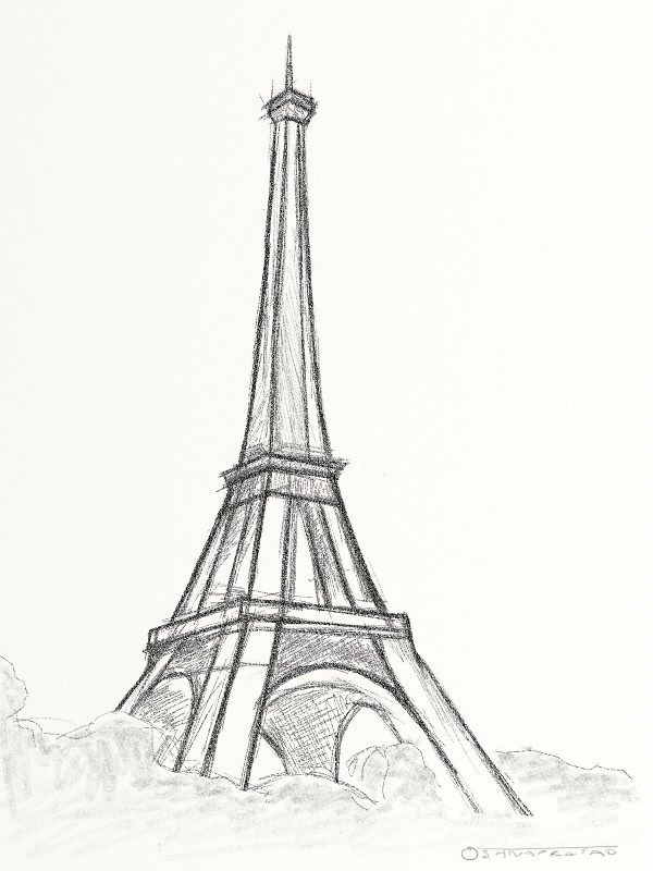 a drawing of the eiffel tower is shown in this screenshoter image