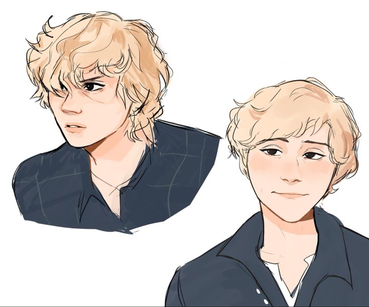 two drawings of the same person with blonde hair