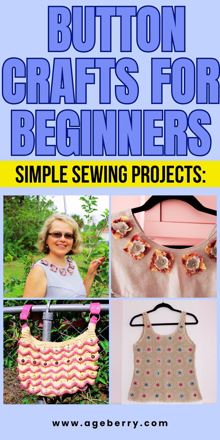 a book cover with the title button crafts for beginners simple sewing projects, including handbags and purses