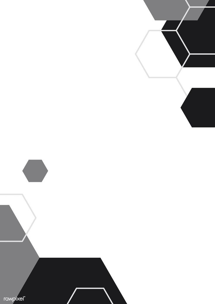 an abstract black and white background with hexagons in the middle, including one that is smaller than the other