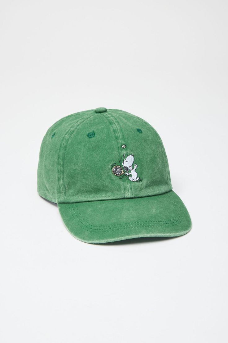 Snoopy Tennis Washed Dad Hat | Urban Outfitters New Zealand - Clothing, Music, Home & Accessories Snoopy Hat, Snoopy Icon, Snoopy Tennis, Hat Outfit Men, Outfit Wishlist, Urban Outfitters Men, Masc Fashion, Funky Hats, Stylish Caps