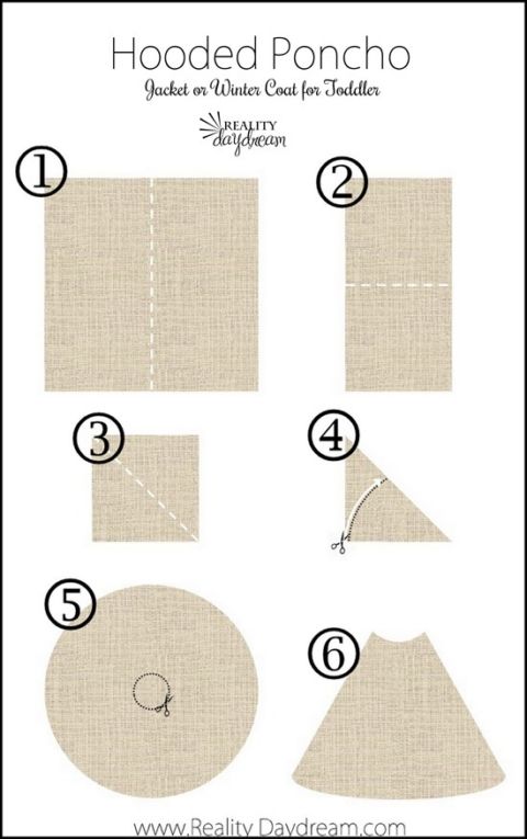 the instructions for how to make a hooded poncho