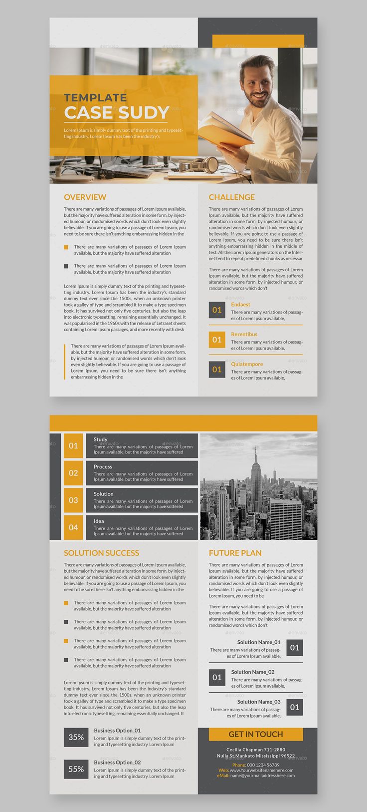 a yellow and gray business flyer template