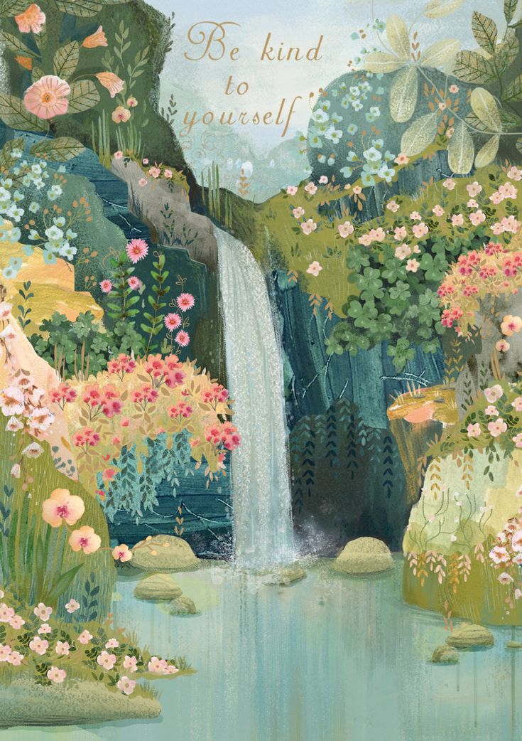 Roger La Borde Roger La Borde Waterfall Kindness Greeting Card - Little Miss Muffin Children & Home Nature, Card Character, Waterfall Cards, Character Drawings, Gorgeous Birthday, Children Book, Flower Lover, Children's Book Illustration, Be Kind To Yourself