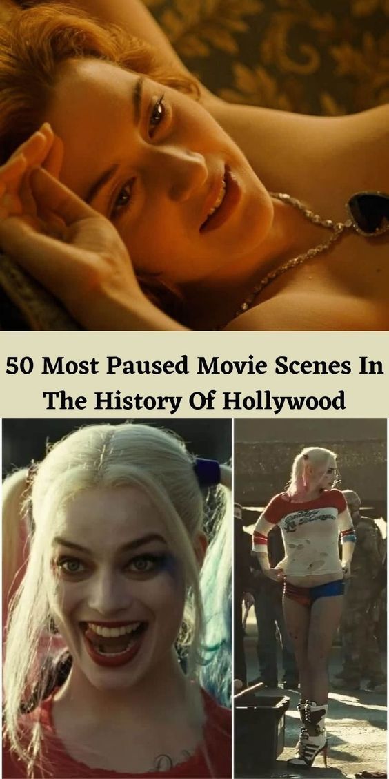 there is a collage of photos with the same person in it and text that reads, 50 most paused movie scenes in the history of hollywood