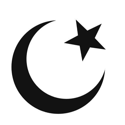 the crescent and star symbol is shown in black