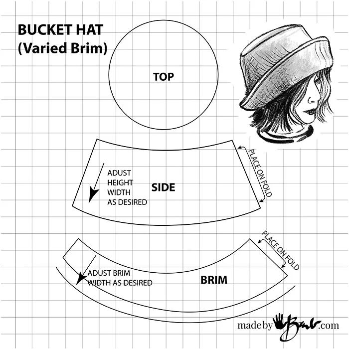 the diagram shows how to make a bucket hat